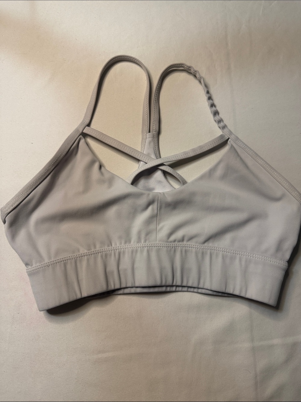 NVGTN Light Gray Strappy Sports Bra with Crisscross Back